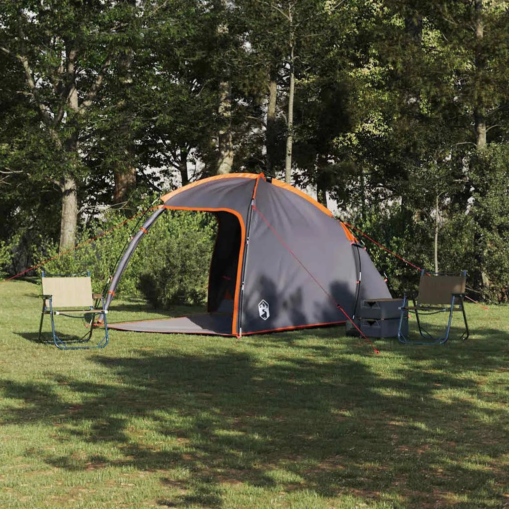 vidaXL Barraca Cabana com telhado Cinza e Laranja 370 x 230 x 185 cm