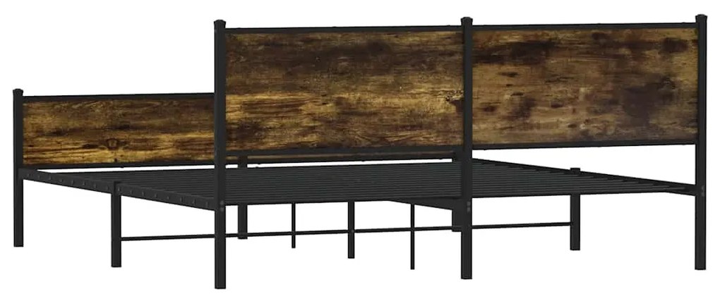 Estrutura de cama sem colchão 160x200 cm metal carvalho fumado
