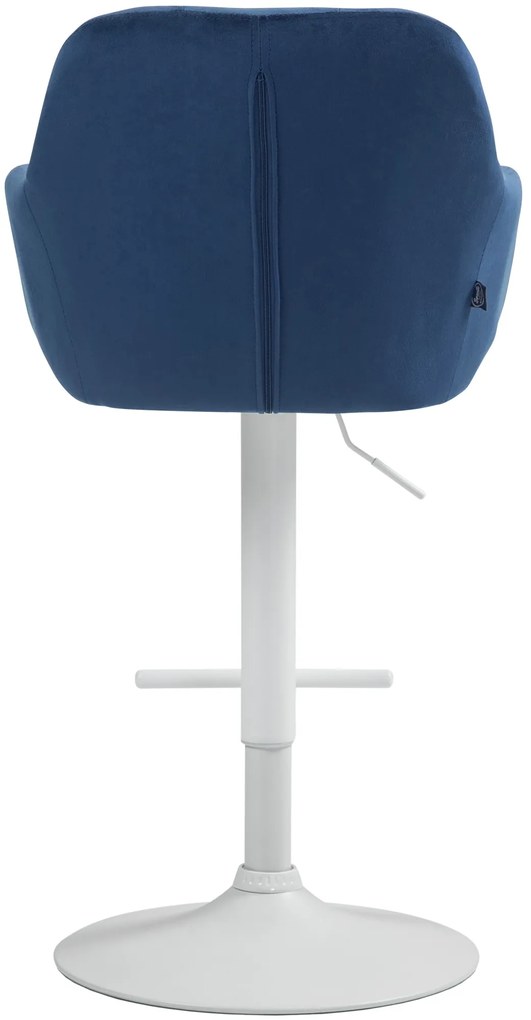 Banco de bar Natoma em veludo com estrutura branca 97-118 x 57 x 59 cm Azul