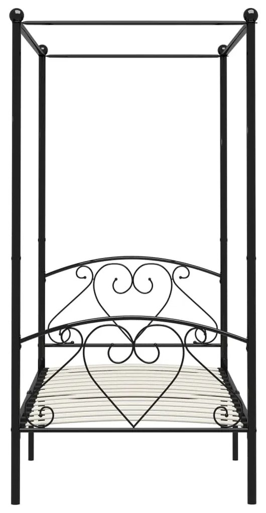 Estrutura de cama com dossel 120x200 cm metal preto