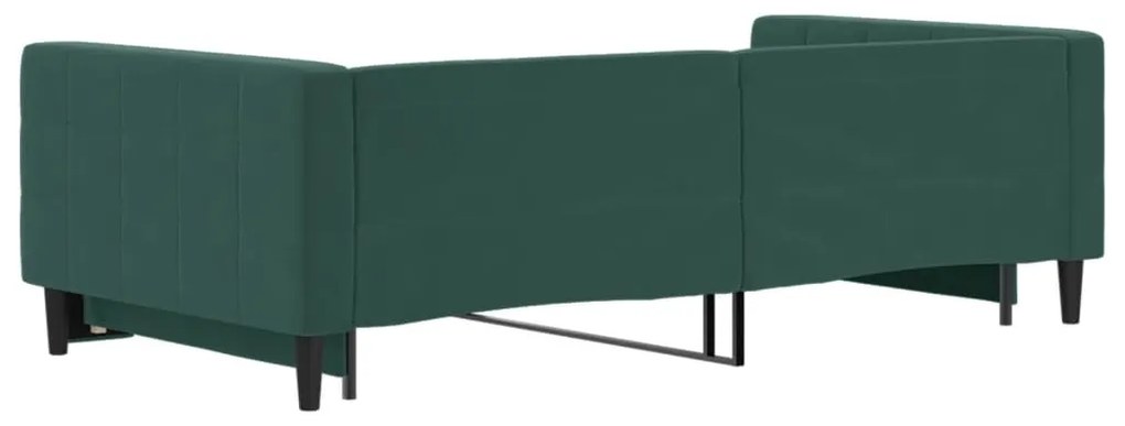 Sofá-cama com gavetão 100x200 cm veludo verde-escuro