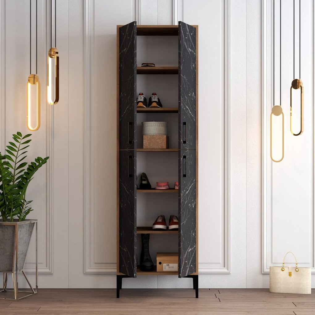 Sapateira Berlin – Nogueira/Preto – 60 cm x 200 cm x 35 cm