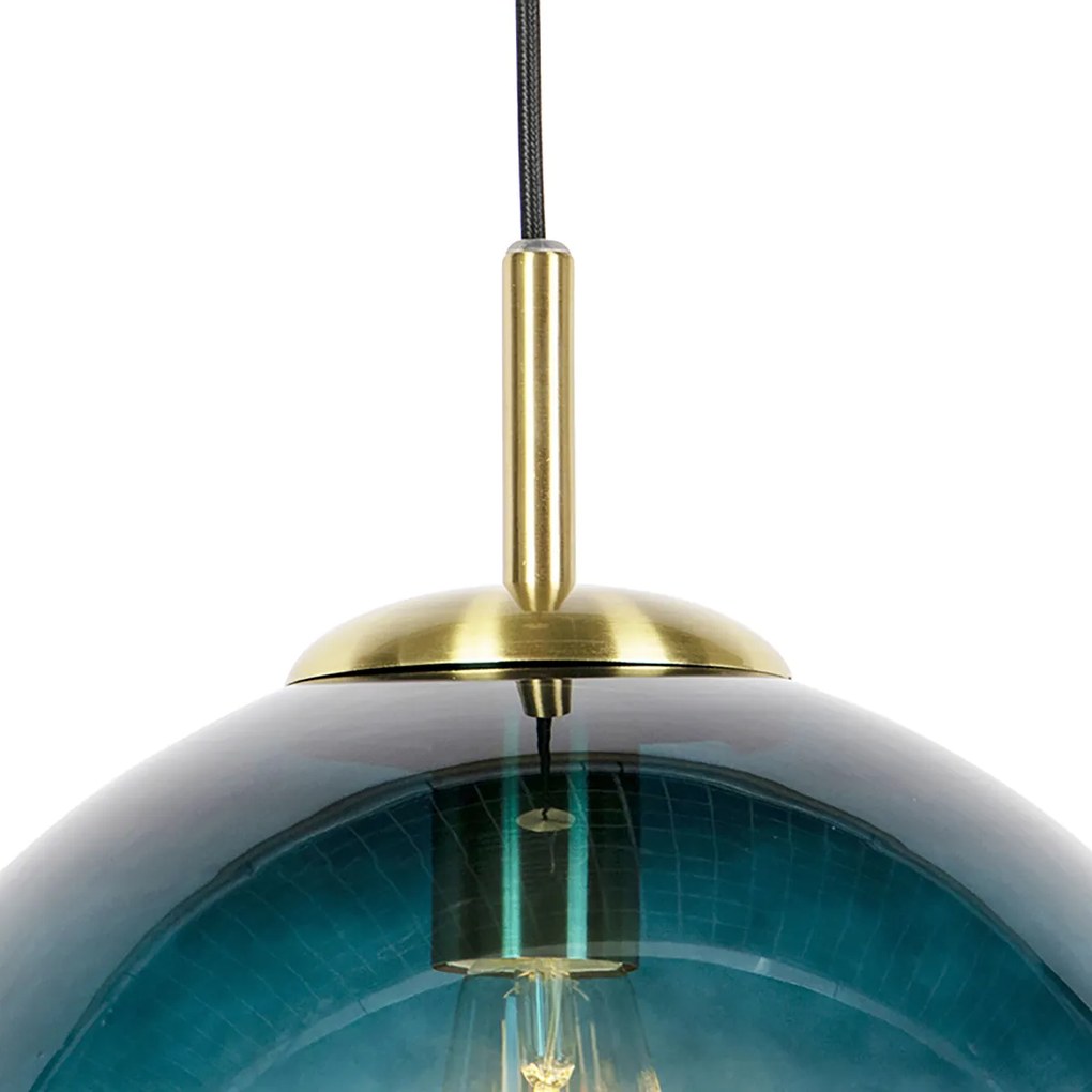 LED Candeeiro de suspensão inteligente latão com vidro azul oceano 33 cm incl. WiFi ST64 - Pallon Art Deco