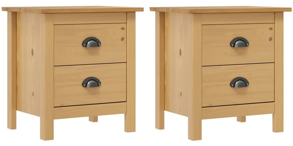 vidaXL Mesas de cabeceira Hill Range 2 pcs 46x35x49,5 cm pinho maciço