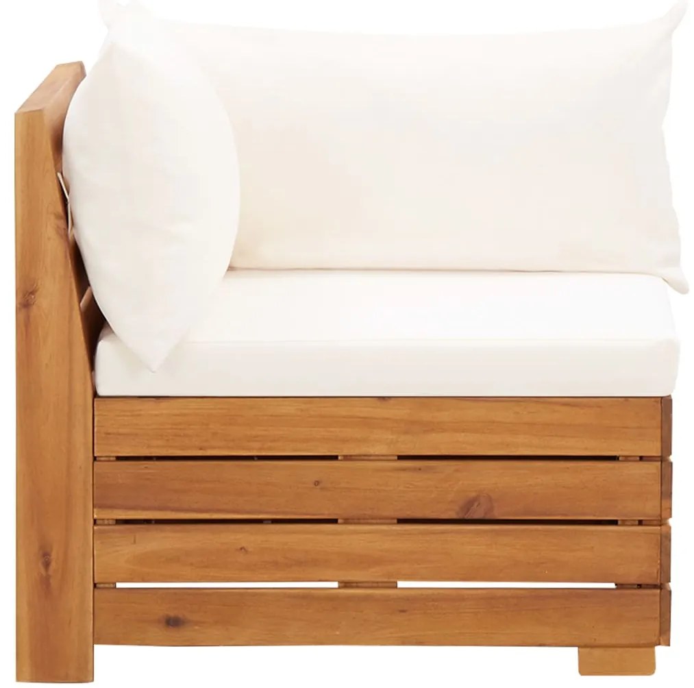 8 pcs conjunto lounge jardim c/ almofadões acácia branco nata