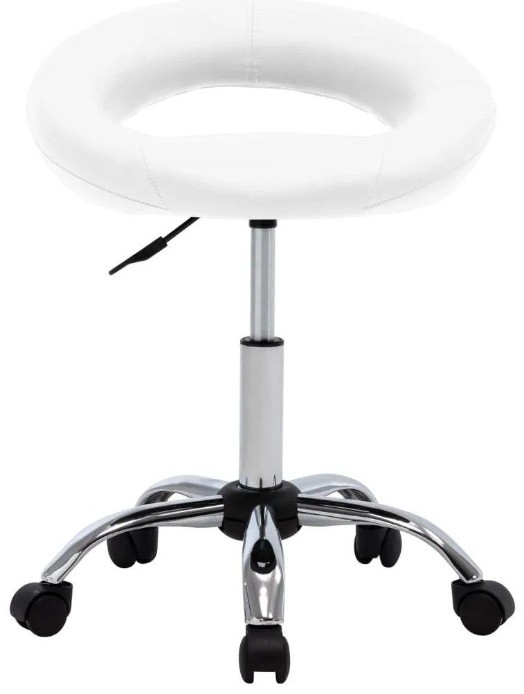 Cadeira de trabalho com rodas couro artificial branco