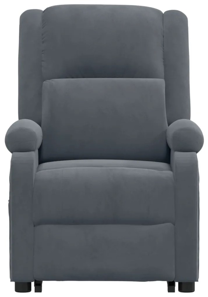 Poltrona de massagens elevatória veludo cinzento-escuro