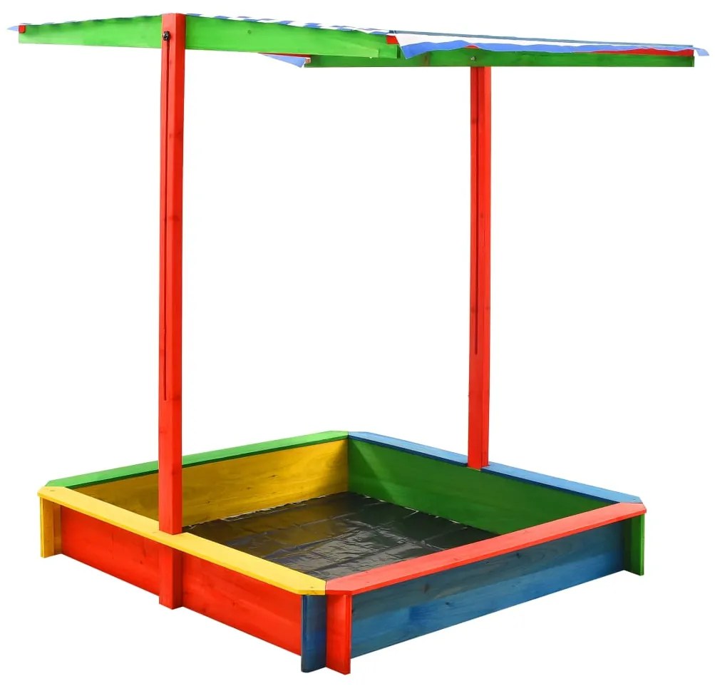 Caixa de areia c/ telhado ajustável madeira abeto UV50 multicor