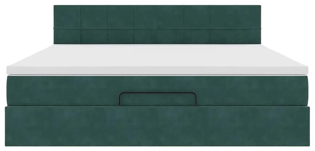 Estrutura de cama otomana com colchão 180x200 cm verde escuro