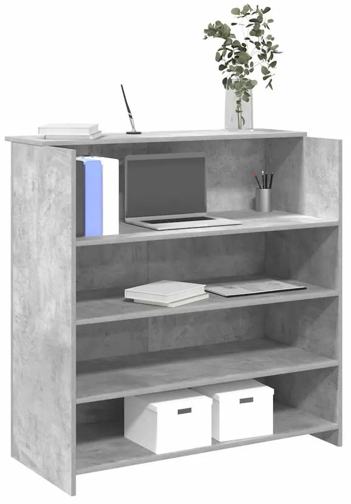 vidaXL Balcão de recepção 100x50x103,5 cm deriv. madeira cinza cimento