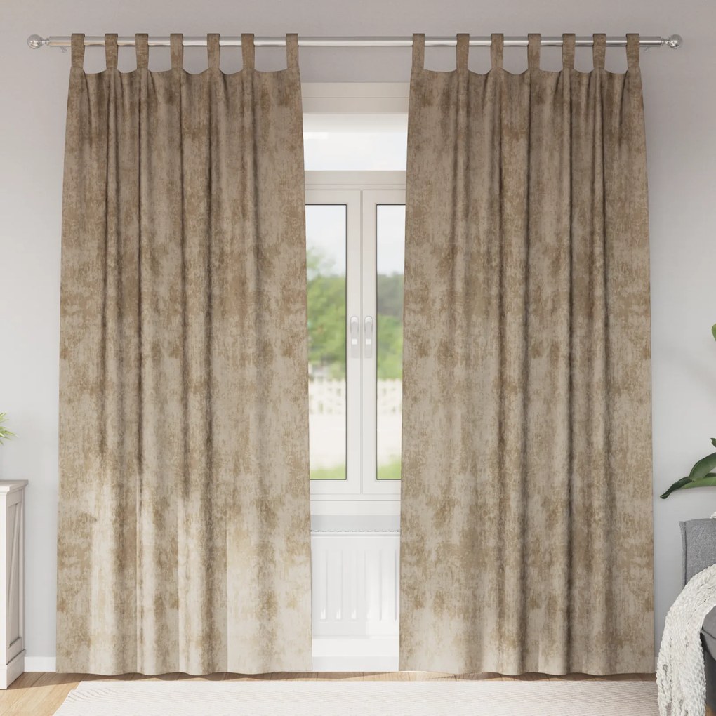 vidaXL Cortinas de Veludo 2 pcs com Ilhós Champagne 245x140 cm