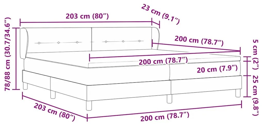 Cama Box Spring com Colchão verde escuro 200x200 cm Veludo