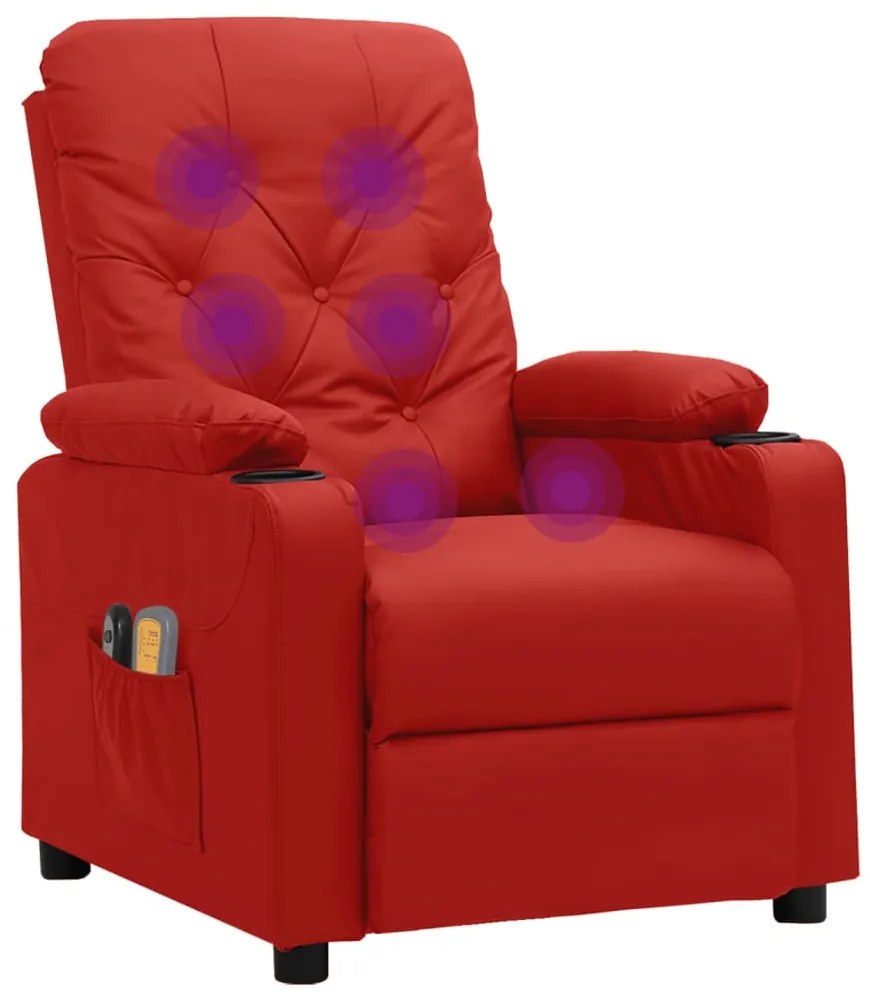 Poltrona de massagens elétrica couro artificial vermelho tinto