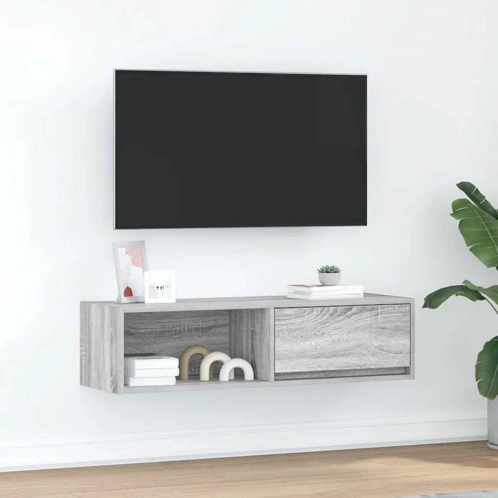Móvel de TV 100x31x25,5 cm derivados de madeira cinzento sonoma