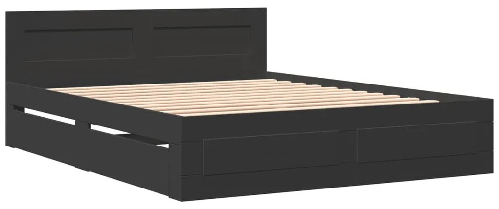 Estrutura cama c/ cabeceira sem colchão 160x200 cm preto
