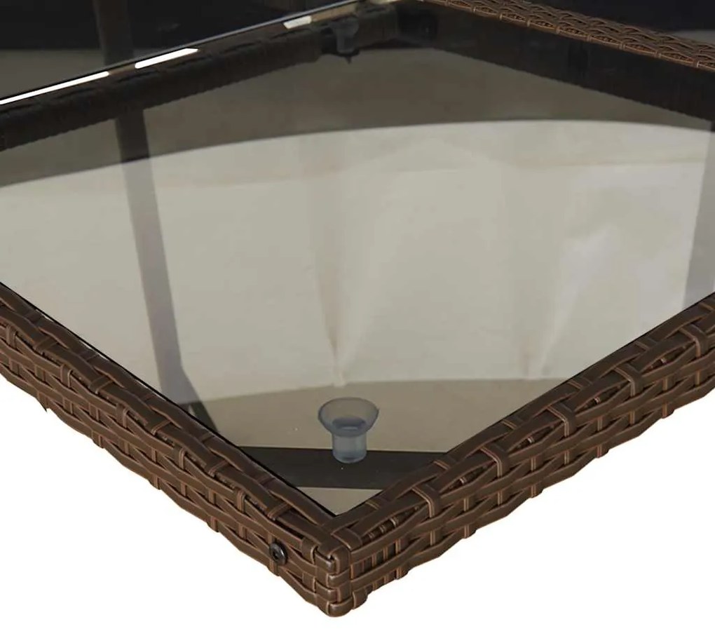 11 pcs conjunto jantar p/ jardim c/ almofadões vime PE castanho