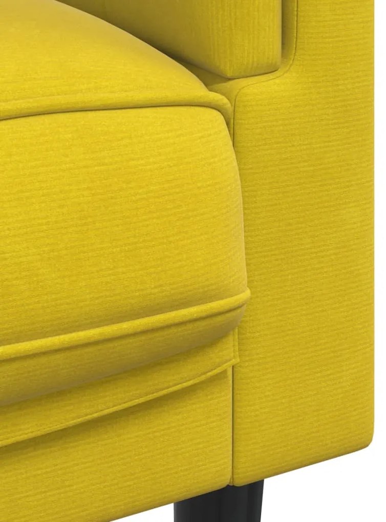 2 pcs conjunto de sofás com almofadas veludo amarelo