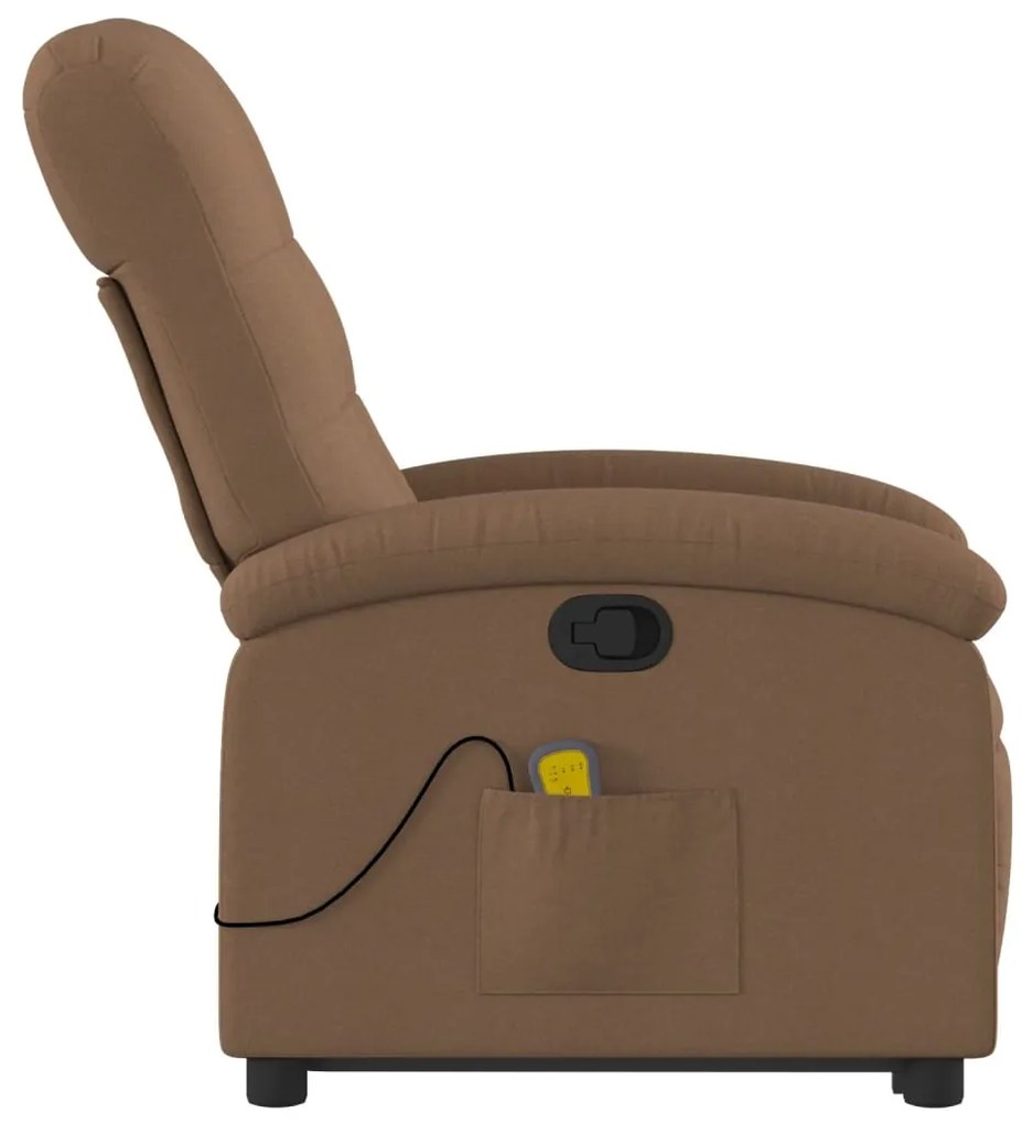 Poltrona reclinável massagens tecido castanho