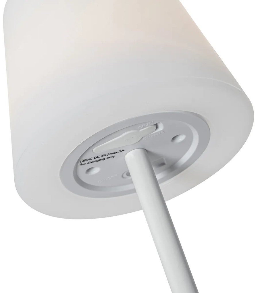 Candeeiro de Mesa Branco Recarregável com LED e Dimmer IP54 - Jude Moderno