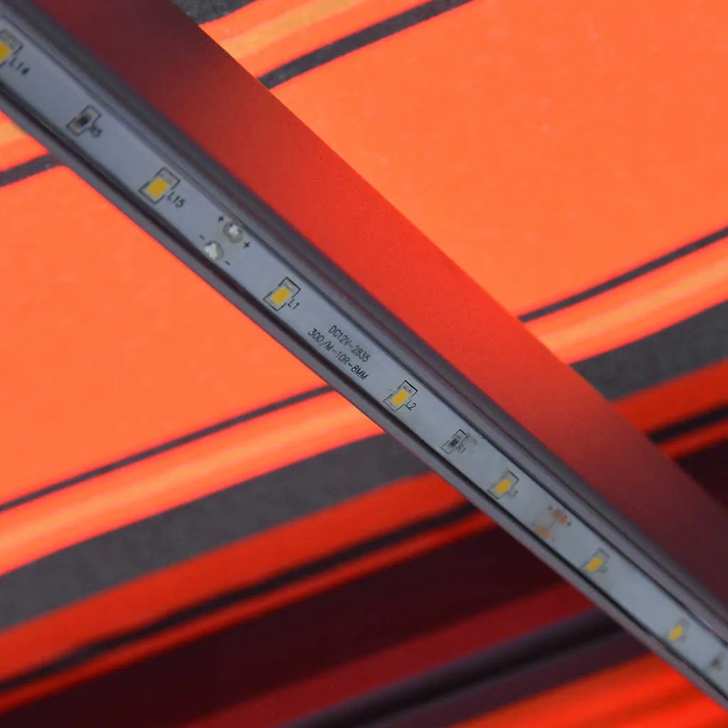 Toldo retrátil manual com LED 300x250 cm laranja e castanho