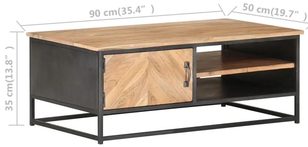 Mesa de centro 90x50x35 cm madeira de acácia maciça