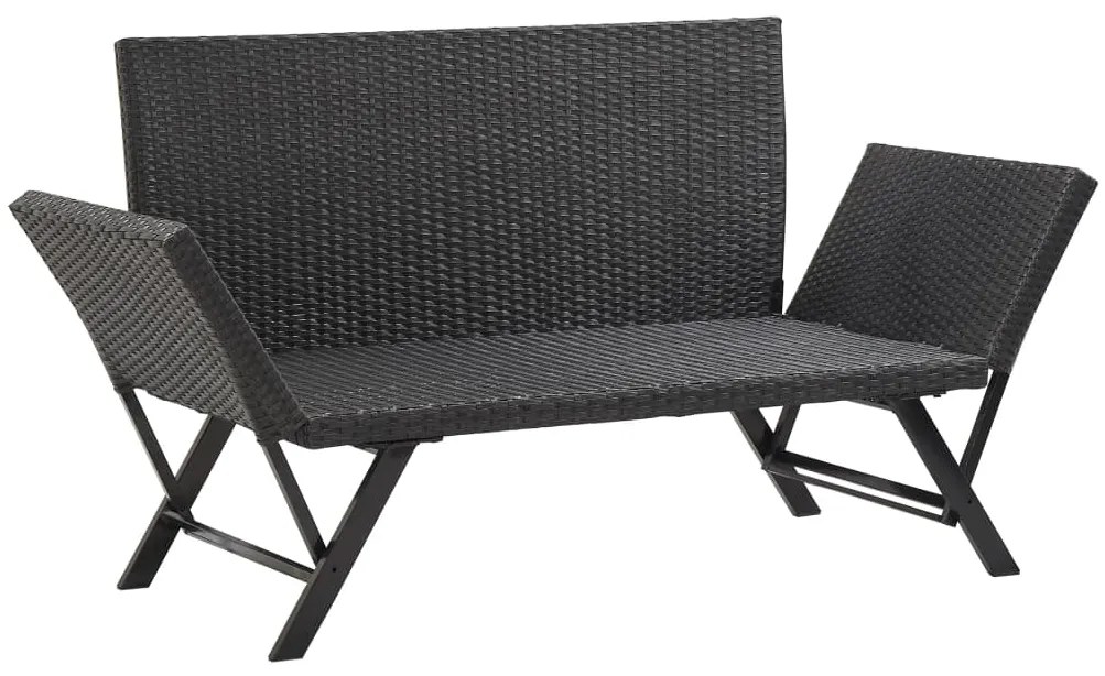 Banco de jardim c/ almofadões 176 cm vime PE preto