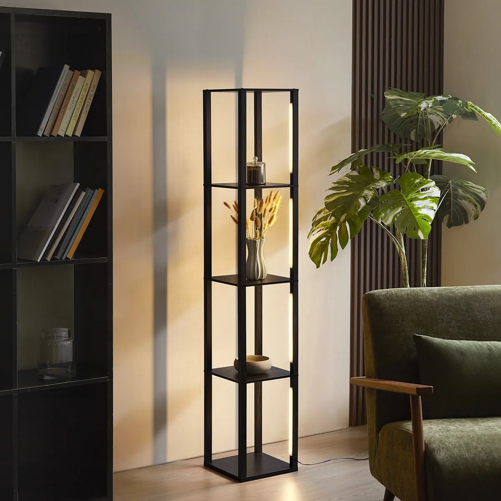Candeeiro de pé design preto com LED regulável em 3 níveis - Tianna