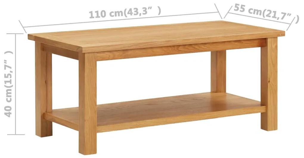 Mesa de centro 110x55x40 cm madeira de carvalho maciça