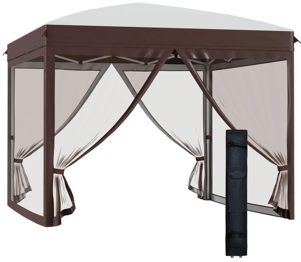 Outsunny Gazebo de Jardim 3x3 m com Mosquiteiro e Bolsa de Transporte com Rodas Cor Creme | Aosom Portugal
