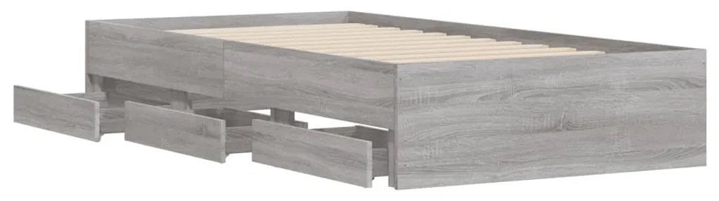 Estrutura de cama c/ gavetas derivados madeira cinza sonoma