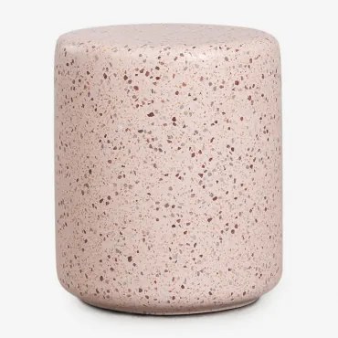 Pack De 2 Mesas De Cabeceira Redondas Ø35 Cm Em Cimento Elyndra Terrazzo Rosa Claro - Sklum