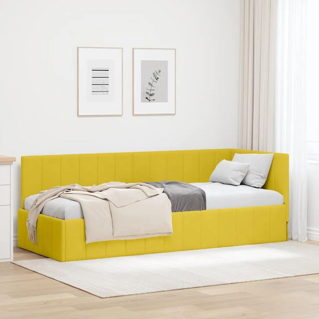 vidaXL Estrutura de Cama de Canto Amarelo 80 cm x 200 cm Veludo