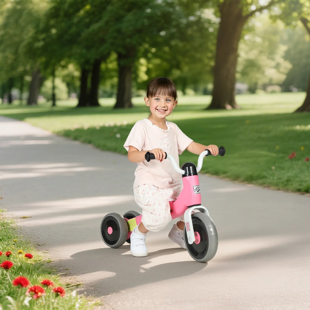 Bicicleta sem Pedais para Crianças dos 12 aos 36 Meses Bicicleta de Equilíbrio com Guiadores com Rotação Limitada a 60° 69x40x49 cm Rosa