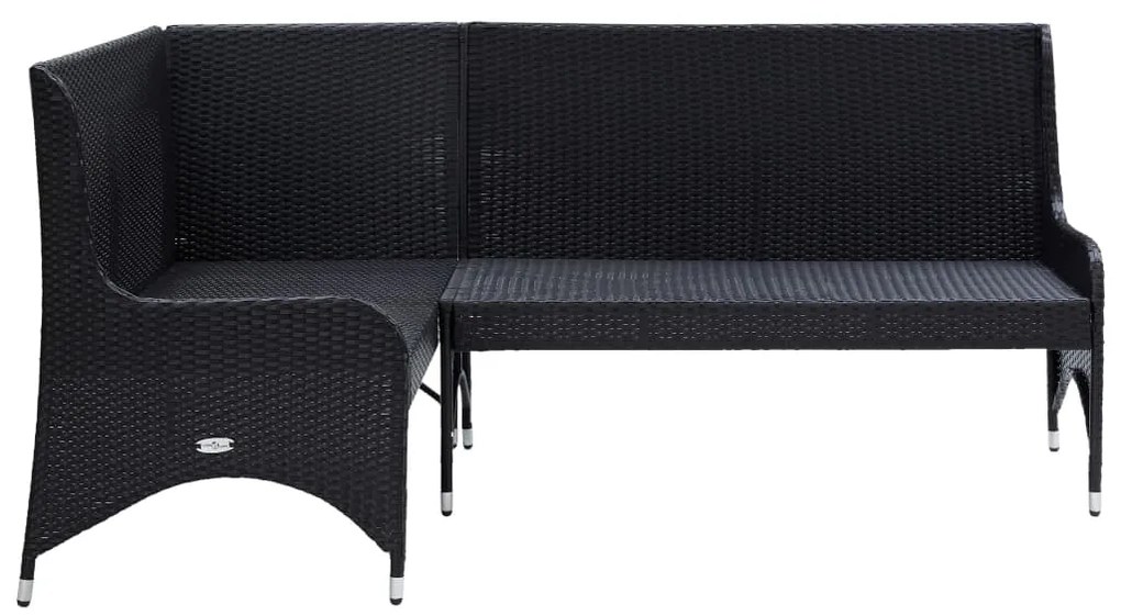 Sofás de canto para jardim 2 pcs vime PE preto