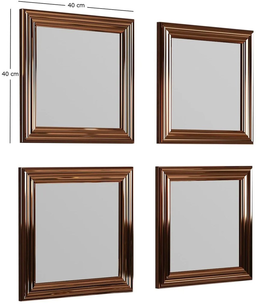 Conjunto de Espelhos Loza – Bronze – 40 cm x 40 cm x 3 cm