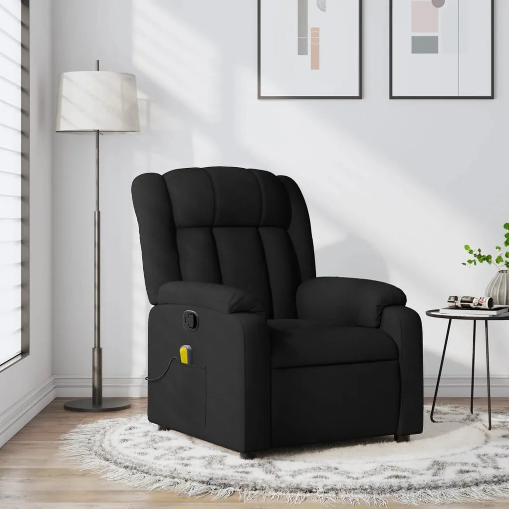 vidaXL Poltrona de massagens reclinável tecido preto