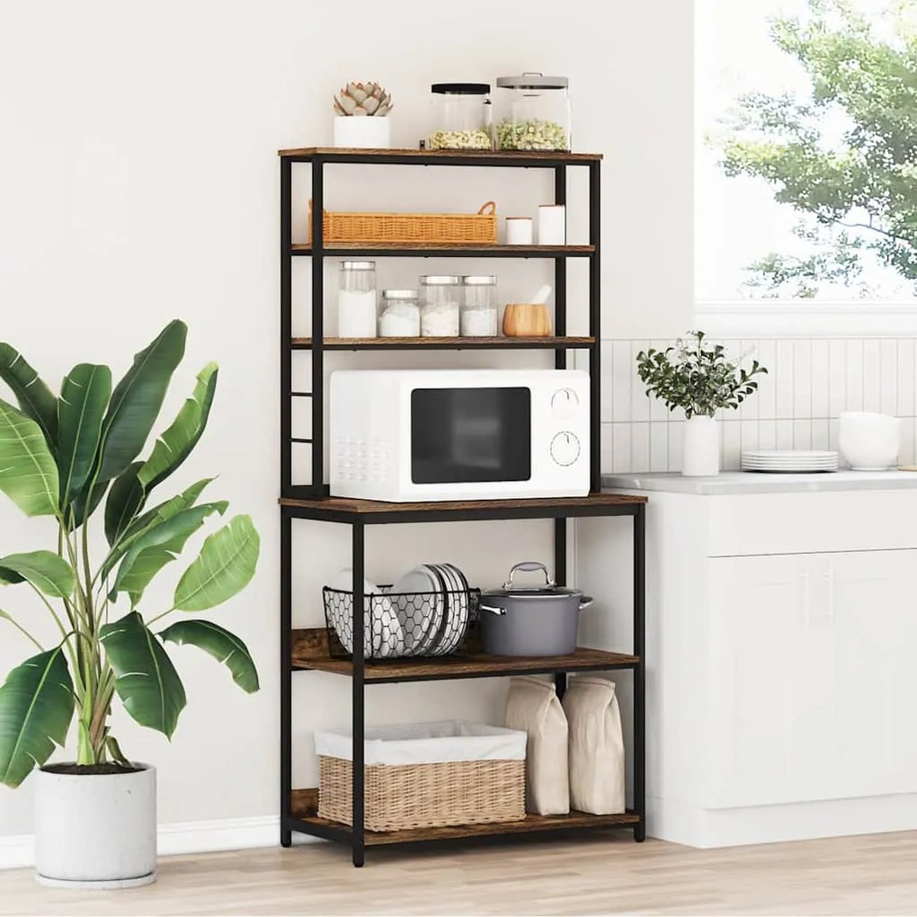 vidaXL Prateleira de Cozinha Carvalho Defumado 80 x 40 x 168 cm