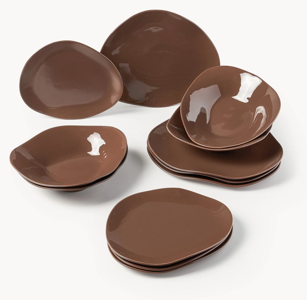 Conjunto de loiça em porcelana com forma orgânica Joana, 4 pessoas, conjunto de 12