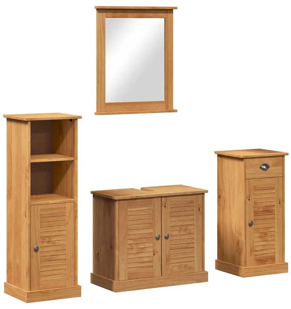 Conjunto de Móveis para Banheiro com gaveta 4 pcs castanho mel