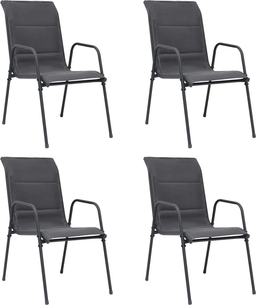 vidaXL Cadeiras de jardim empilháveis 4 pcs aço e textilene antracite