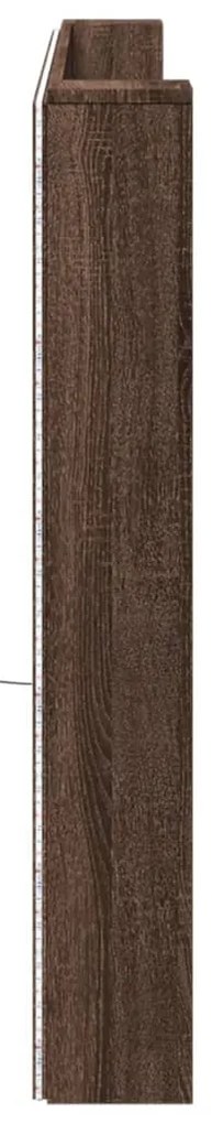 Armário cabeceira luzes LED 220x16,5x103,5 cm carvalho castanho