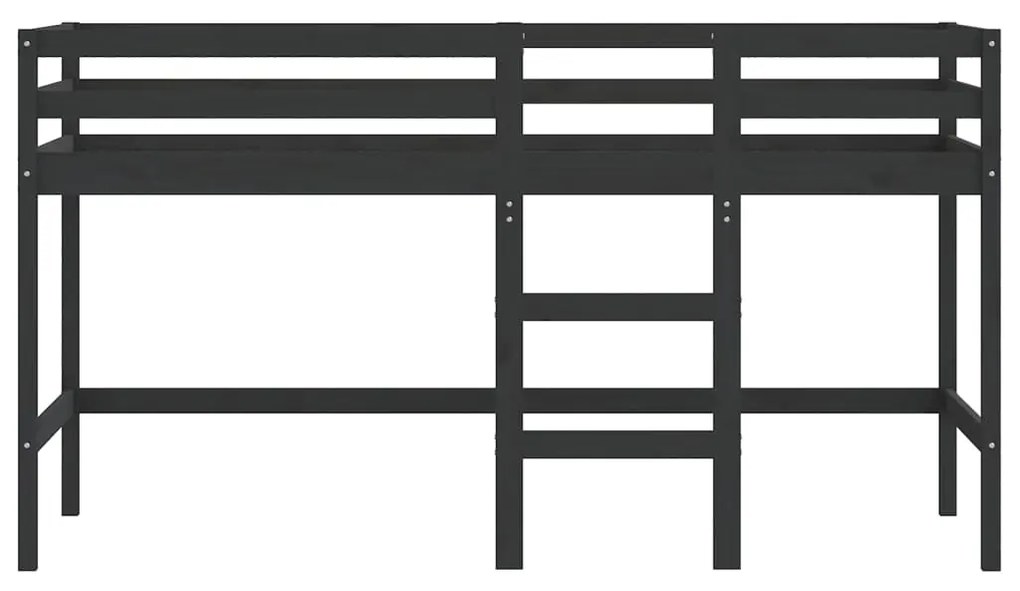 Cama alta p/ criança c/ escada 90x190 cm pinho maciço preto