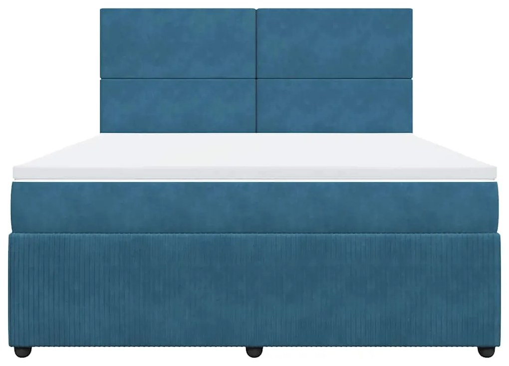 Cama com molas/colchão 180x200 cm veludo azul