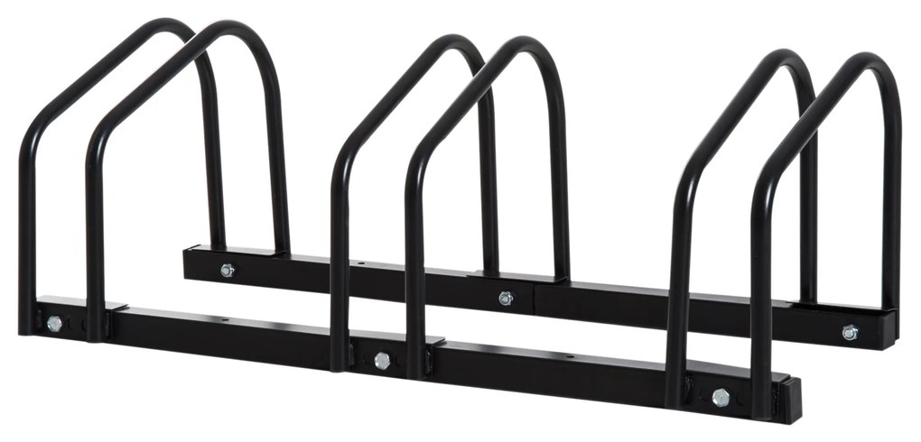 HOMCOM Suporte Estacionamento 3 Bikes Aço Robusto Interior Exterior Seguro 76x33x27cm Preto | Aosom Portugal