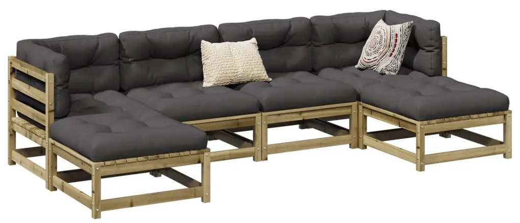 vidaXL 6 pcs conjunto de sofás de jardim madeira de pinho impregnada