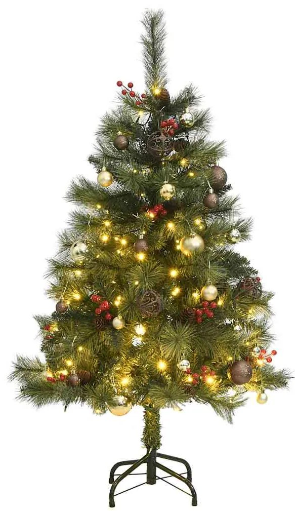 vidaXL Árvore Natal artificial articulada 150 luzes LED e bolas 120 cm