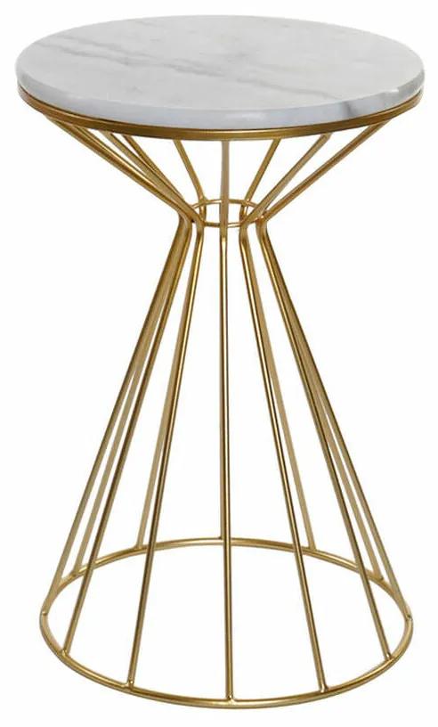 Mesa de apoio DKD Home Decor Dourado Metal Branco Mármore (40 x 40 x 62 cm)