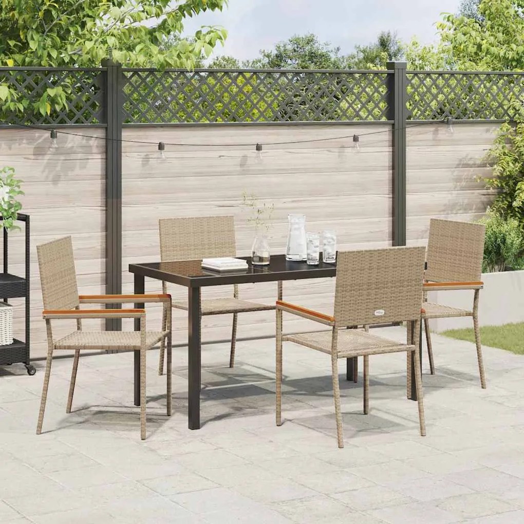 Conjunto de Jantar de Jardim 5 Peças Bege em Rattan Sintético