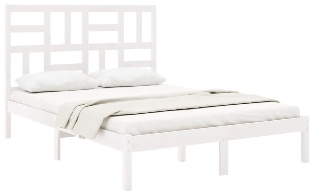 Estrutura de cama 160x200 cm madeira maciça branco