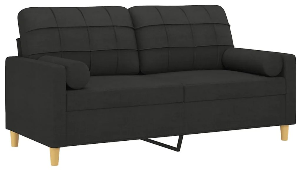 Sofá 2 lugares + almofadas decorativas 140 cm tecido preto